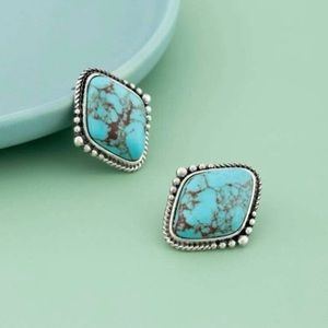 Chunky turquoise stone stud earrings